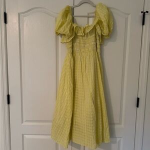 Yellow Gingham midi Dress